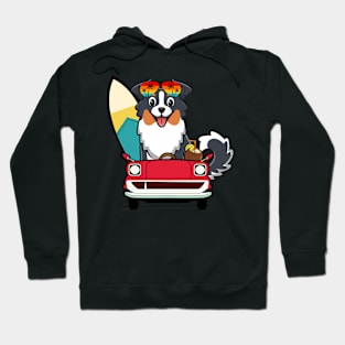 Funny Collie Dog is driving to the beach Hoodie
